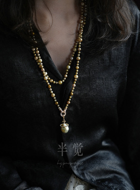 半觉星轨蓝血鎏金巴洛克珍珠项链配饰女海水吊坠万能扣