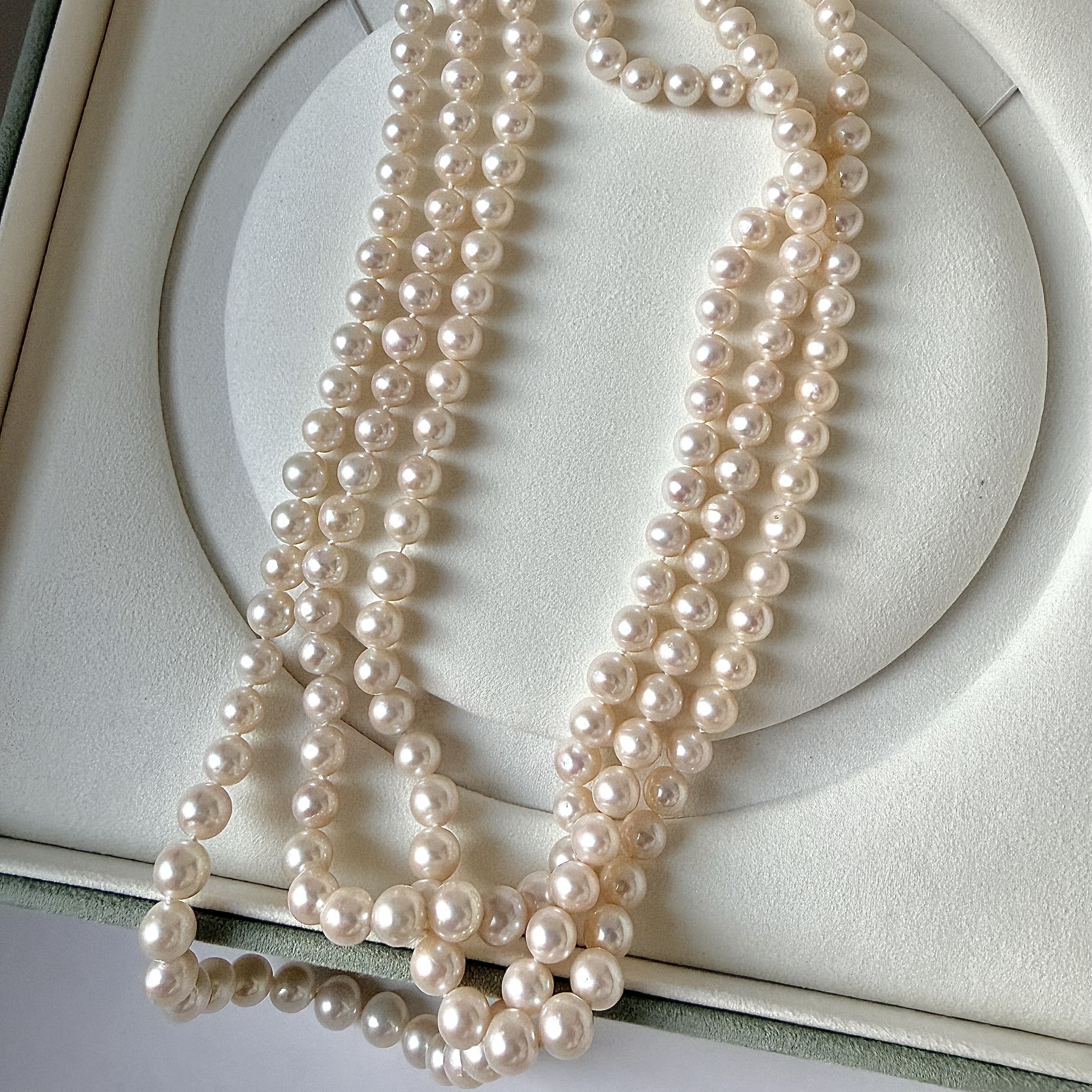 6-7mm粉白嫩正圆小瑕毛衣链130cm一款多带经典时尚淡水珍珠项链