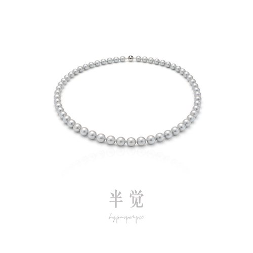 半觉天仙灰美淡水珍珠铂金灰色法式优雅小香风珍珠项链礼物可开票