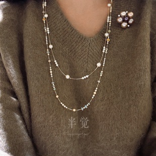 珍珠项链高级感旗袍配饰礼物可开票 矜贵小香长款 半觉 贵妃醉酒