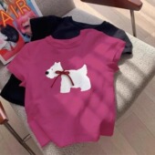 夏季 小狗印花正肩短袖 t恤女2026新款 韩系减龄设计感辣妹显瘦上衣