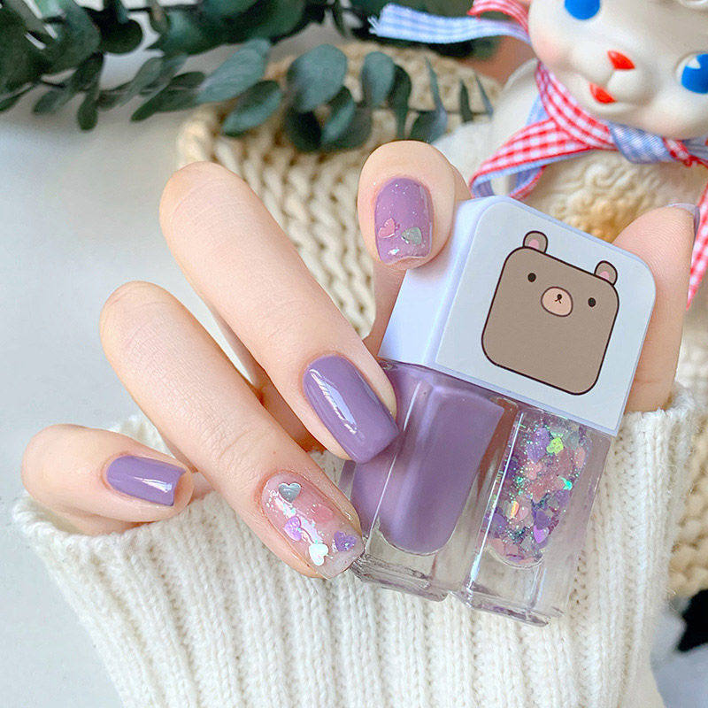 新品2023新款水性免烤持久快乾可撕拉指甲油女Q士学生裸色显白美