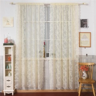 lace sheer curtains 极速European livi.ng Beige for Yellow