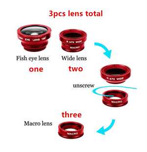 新品Fisheye Lens 3 in 1 mobile phone lenses fishT eye wide a