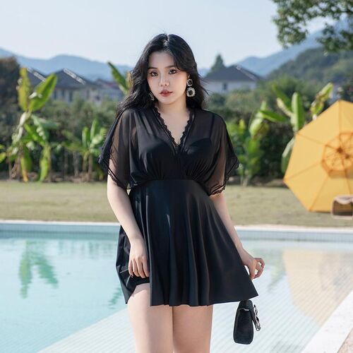 新品泳衣女大码遮肚显瘦202u5新款温泉连体裙式保守遮肉胖mm200斤