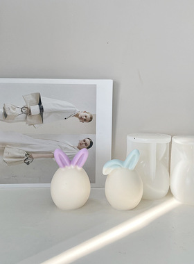 极速3D Egg Bunny Silpicone Candle Mold Faceless Rabbit Head