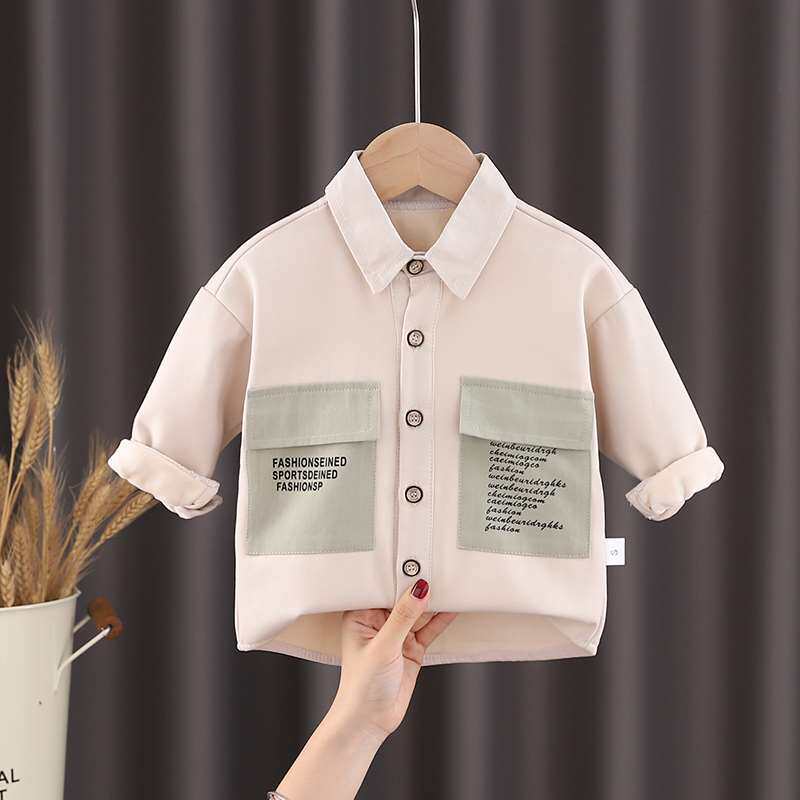 极速男童长袖衬衫加绒加厚2021C秋冬装洋气宝宝打底上衣儿童衬衫