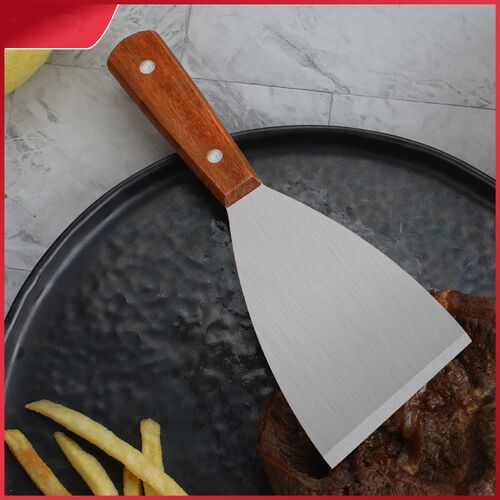 新品料理的铁板烧不锈钢牛排铲刀披萨生煎K铲手抓饼工具三角铲煎