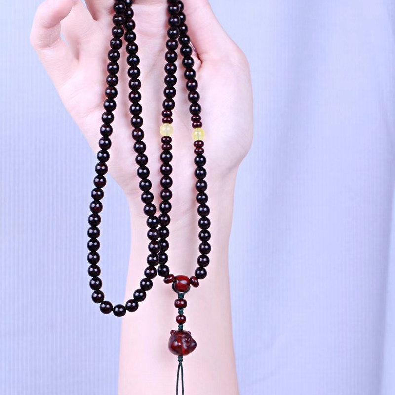 极速招财猪小叶紫檀6mm佛珠文玩手串H念珠手链项链情侣趣味收藏送