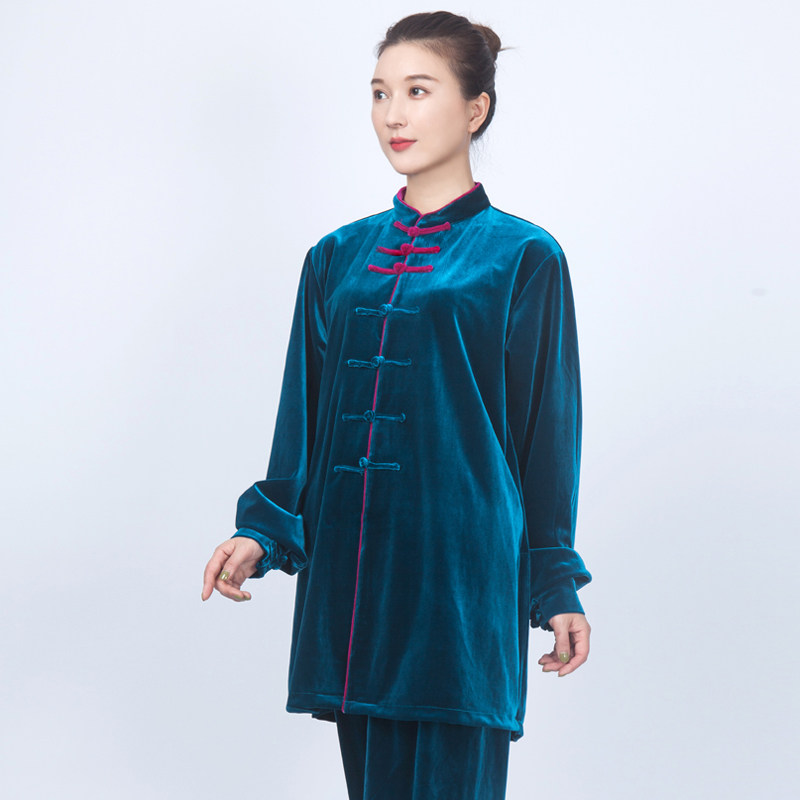 新品太极服女g装2024新款高端春秋金丝绒太极拳练功服女秋冬季加