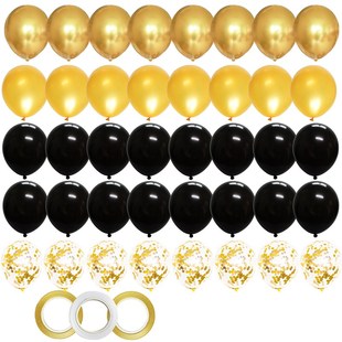 极速40pcs 12ginch Gold Black Latex Confetti Balloons Adult M