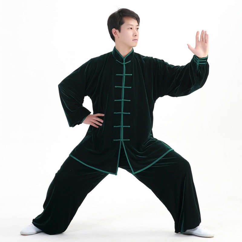 新品太极服金丝绒秋冬款加厚保暖南韩绒中M老年练功服男女武术表
