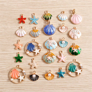 新品10pcs/lot Enamel Marine life CCharms for Jewelry Making