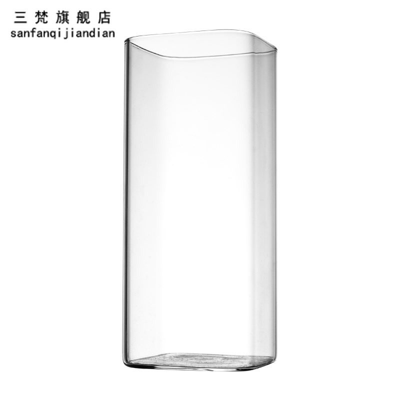新品三梵日式方形玻n璃牛奶杯加厚耐热微波炉专用杯子可加热燕麦