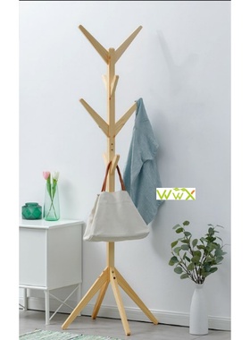 极速Solbid Wood Hanger Floor Standing Coat Racks Hooks Home