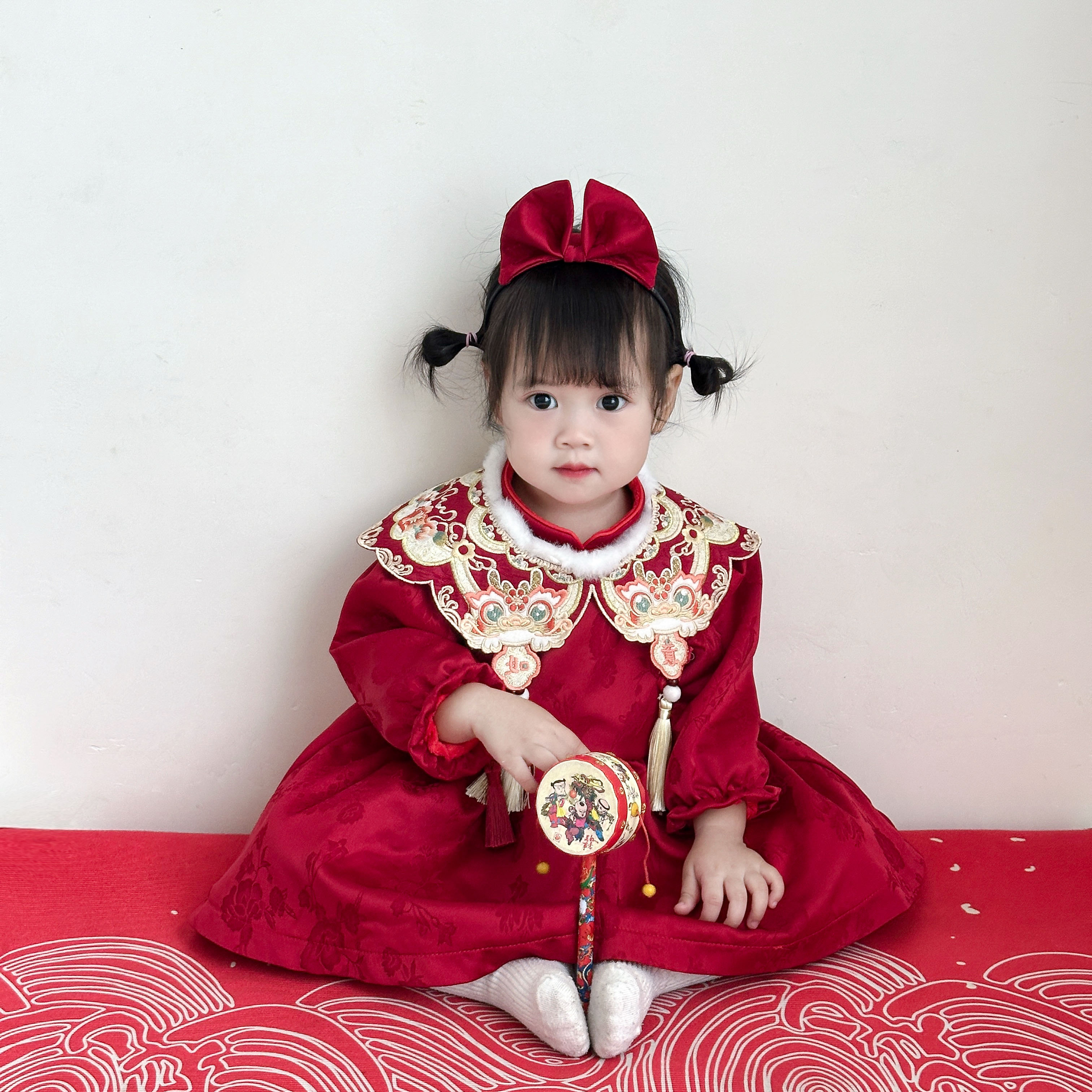 女宝宝周岁礼服红色新中式公主裙