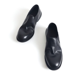 极简复古小皮鞋手制马皮洗水做旧复古圆头套脚单鞋女士乐福鞋980