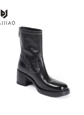 马丁靴做旧复古手工马皮高端后拉链粗跟英伦风骑士靴短靴XD113051