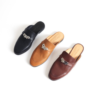 法式高级感马皮穆勒鞋女欧货包头半拖鞋乐福鞋H家凯莉扣女鞋920-1