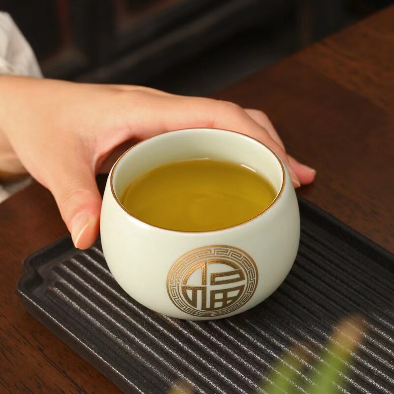 陶客轩茶具陶瓷中式开片茶杯