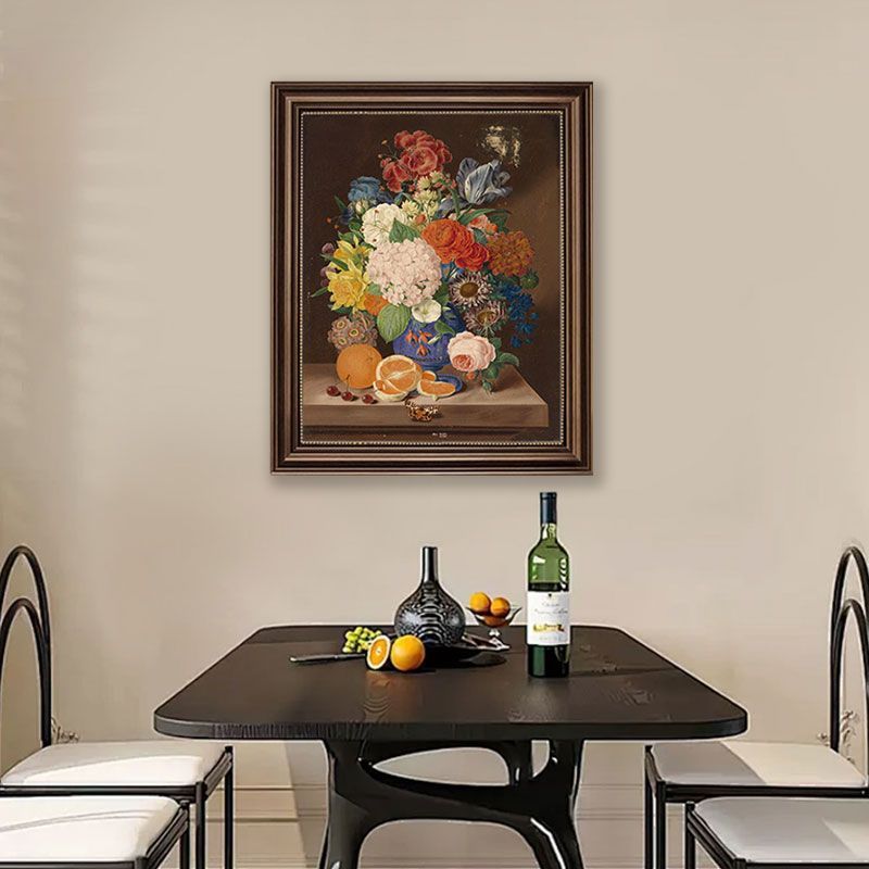 美式牡丹花客厅花卉装饰画餐厅背景墙挂画复古玄关油画欧式壁画图片