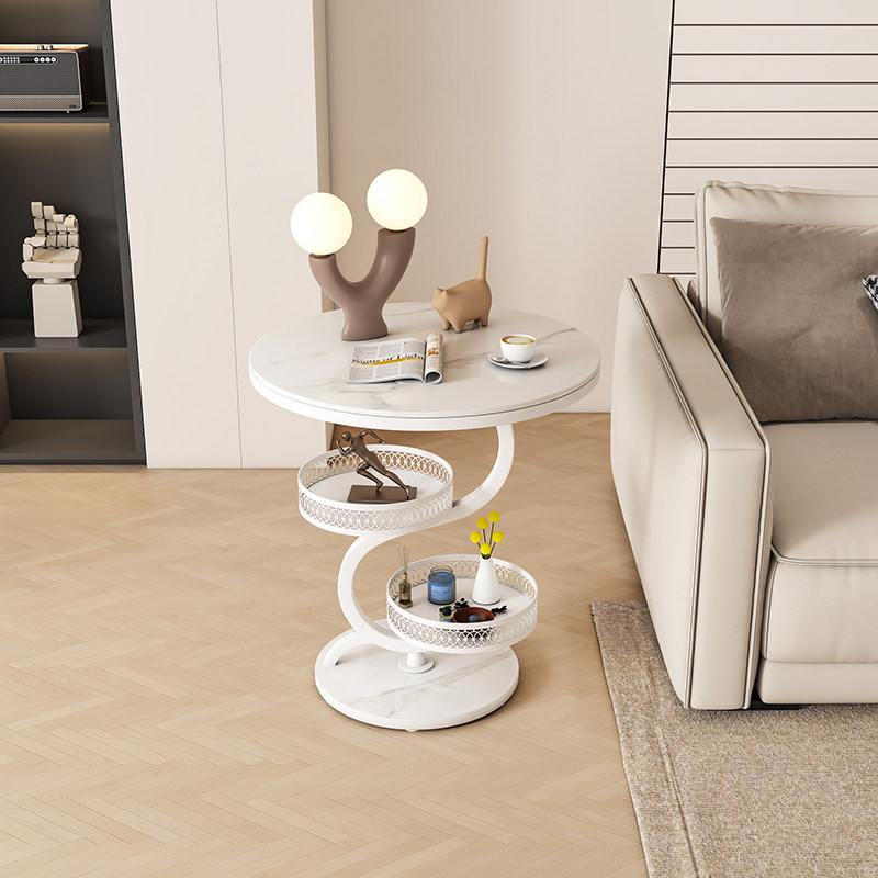 轻奢沙发边几现代简约客厅茶几小桌子卧室轻奢高级感小圆桌置物架