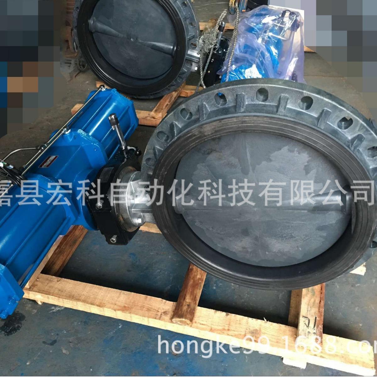 PVC气动蝶阀D671X-6S气动对夹塑料蝶阀DN600AW气动执行器蝶阀
