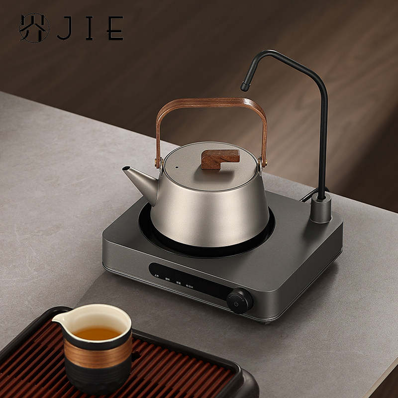茶小南2025新款自动上水煮茶黑晶炉家用静音玻璃煮茶壶纯钛提梁壶