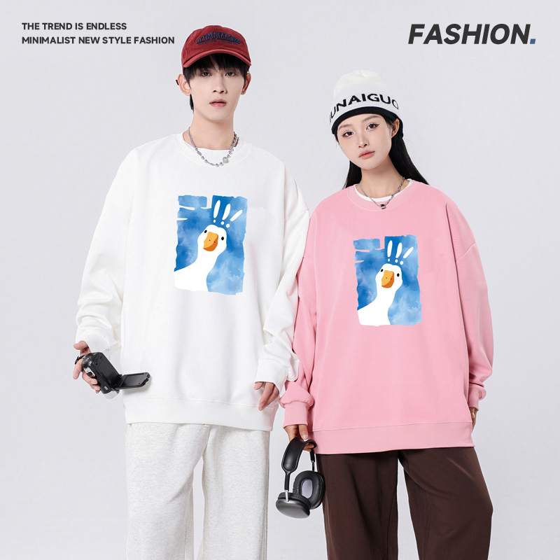 2025基础款印花卫衣男女春秋季连帽宽松学生休闲百搭打底透气上衣