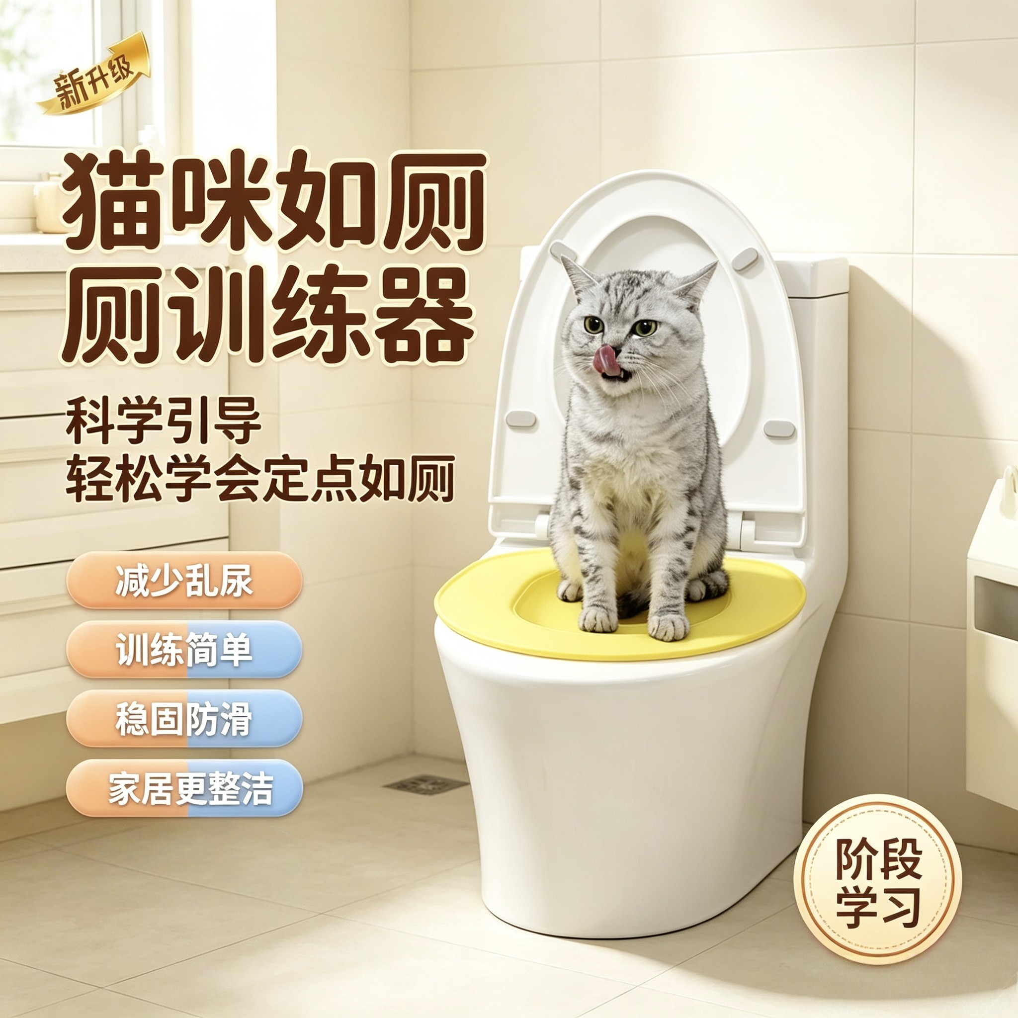 猫咪马桶训练器猫砂盆猫厕所全自动冲水防臭坐便盆宠物如厕训练盆
