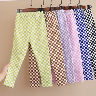 儿童保暖格子打底裤22秋冬童装男女童洋气厚德绒秋裤中大童睡裤子
