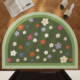 丝圈入户门地垫半圆门口进门防滑脚垫绿色家用门外耐脏地毯可裁剪