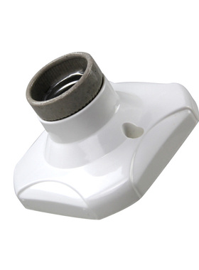 耐高温E27螺口陶瓷平底灯座86型灯口座LED节能灯吸顶明装方形灯座