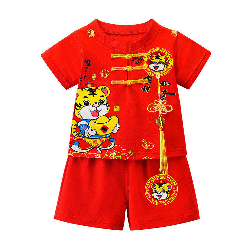 夏天男宝宝1一2周岁礼服男童抓周宴衣服男孩套装生日百岁夏季国风图片
