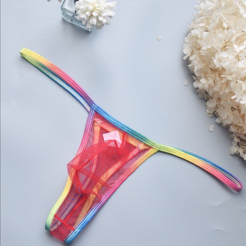 男士丁字内裤性感透明网纱彩虹单丁裤低腰细带高叉细网孔透气U凸,女士内衣/男士内衣/家居服,男丁字裤,淘宝优惠券,粉丝福利购,淘宝优惠卷