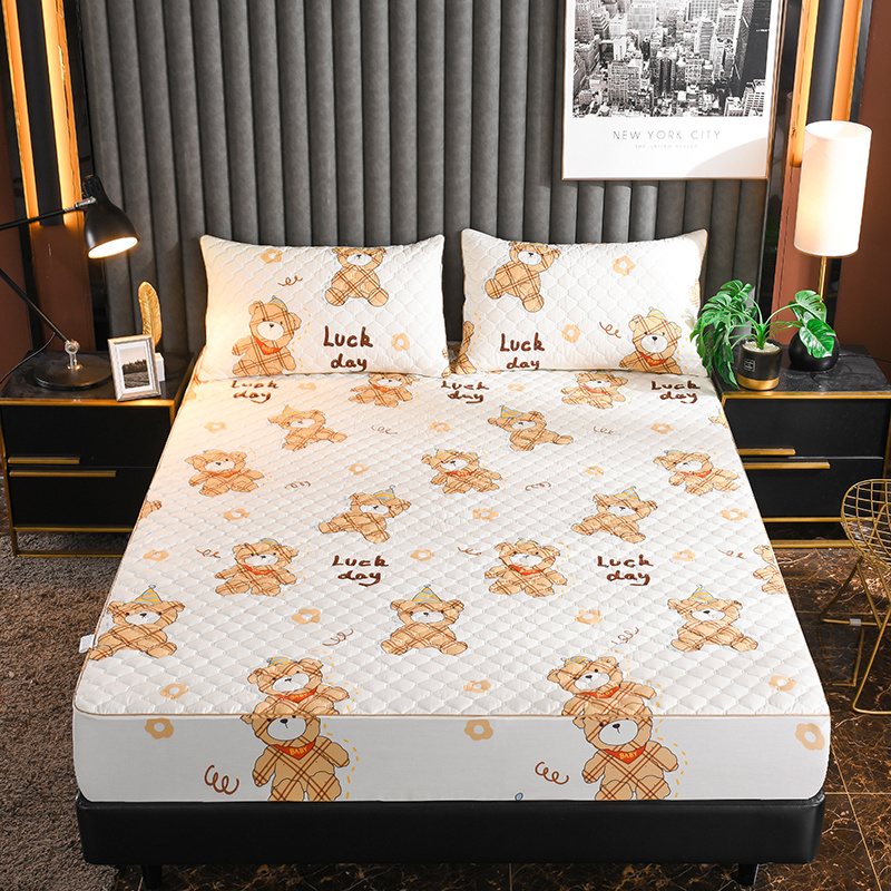 纯棉床笠单件全棉加厚夹棉薄床垫套席梦思保护套防滑卡通儿童床罩