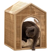 藤编猫窝夏季 通用网红猫床猫咪小狗屋房子家睡觉窝 通风宠物窝四季