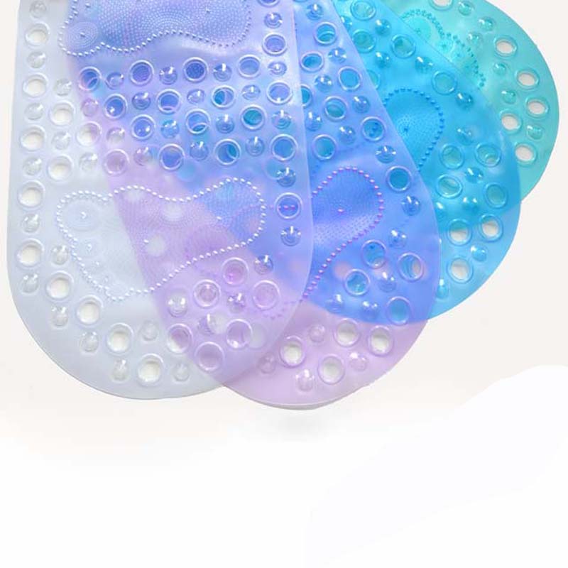 大脚丫浴室防滑垫酒店宾馆椭圆形地垫淋浴房厕所浴缸透明蓝白洗澡