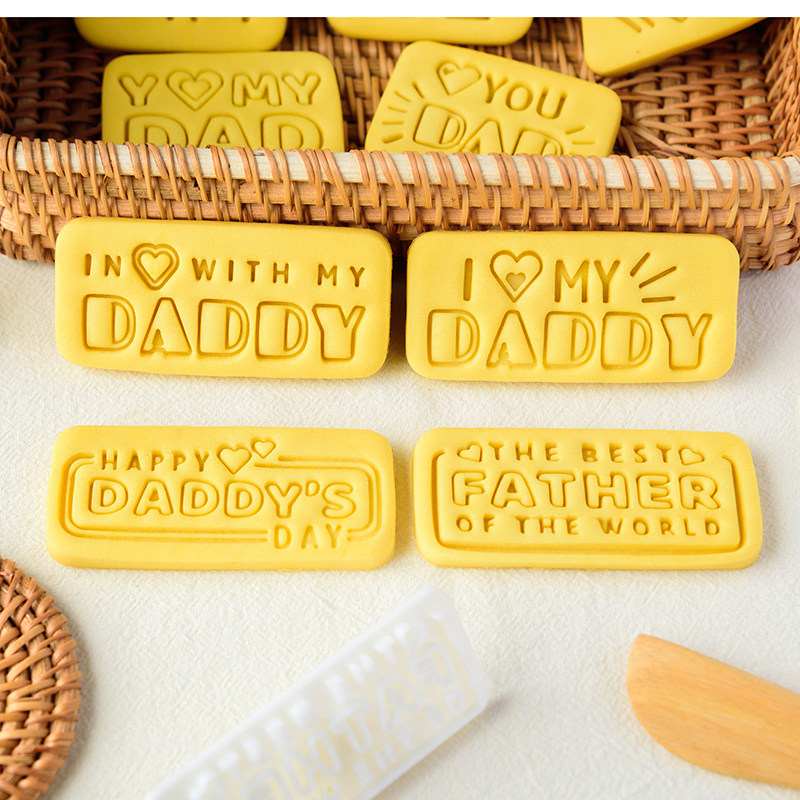 父亲节英文祝福曲奇饼干模具 爱爸爸糖霜翻糖压模DIY礼物烘焙工具