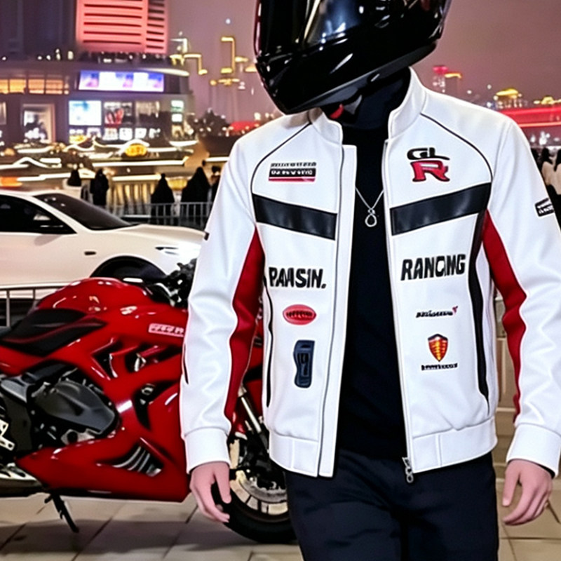 骑行服皮衣男款2026春秋季街头摩托车外套机车哈雷赛车服皮夹克