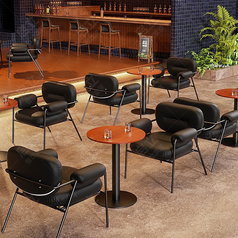 北欧餐厅酒店沙j发茶几组合咖啡厅酒吧清吧休闲区接待洽谈桌椅组