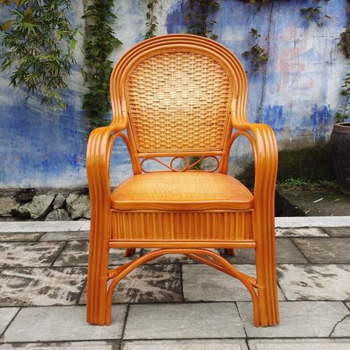 天然藤椅老人椅办公腾椅靠背椅休闲阳台客厅单P人麻将椅编织真藤