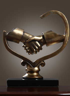 美式现代电视柜握手装饰家居饰z品酒柜客厅办公室摆件 商务工艺品