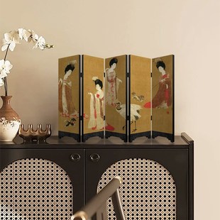 《簪花仕女图》宋k代美学桌面屏风边柜装饰摆件中古风客厅茶室装