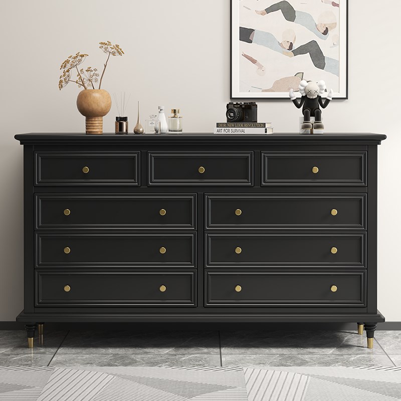 美式实木斗柜卧室床尾抽屉柜客厅靠墙储物柜法式五V七九斗橱收纳