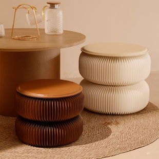 可折叠圆凳纸凳家用换鞋 矮凳多造型创意风琴纸 凳便携z小凳子时尚