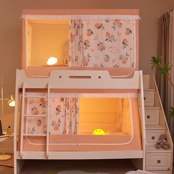 子母床蚊帐上下床儿童高s低双层床下铺带书架款母子遮光床帘一体,床上用品,蚊帐,淘宝优惠券,粉丝福利购,淘宝优惠卷