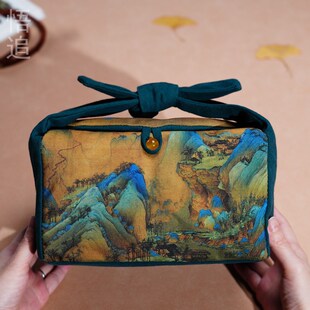 悟追中式加厚麻棉布功夫茶具收纳旅行包茶事布袋相机复古大号布包