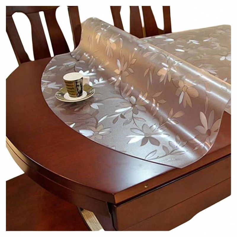 1米35伸缩折叠椭圆形餐桌垫子pvc圆桌布弧形桌面保护膜软玻璃胶垫