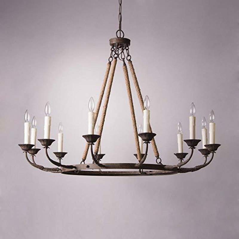 美式乡村复古个性麻绳铁艺吊灯餐厅客厅灯具饭店西餐厅咖啡厅灯饰
